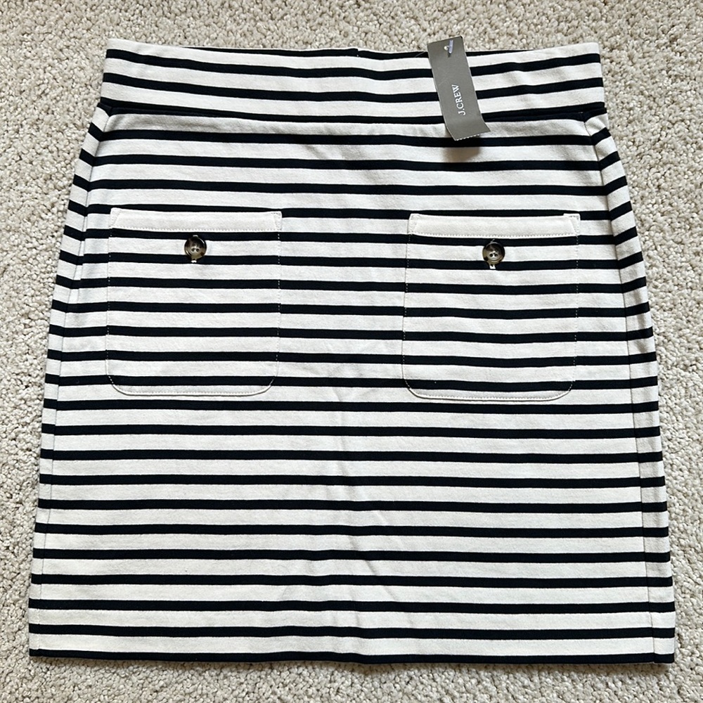 NWT J Crew Black and White Stripe Mini Skirt XXS